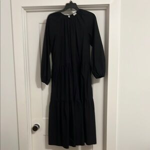 H&M Black Bishop Sleeve Long tiered cotton Dress size xs clean from dry cleaners